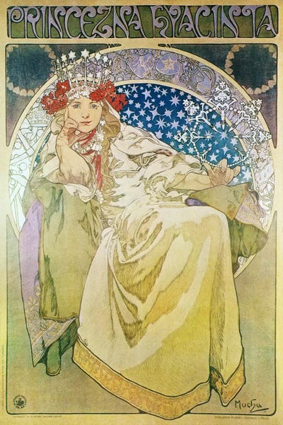 iCanvasART 3-Piece Princess Hyacinth 1911 Canvas Print by Alphonse Mucha 0.75 by 40 by 60-Inch 